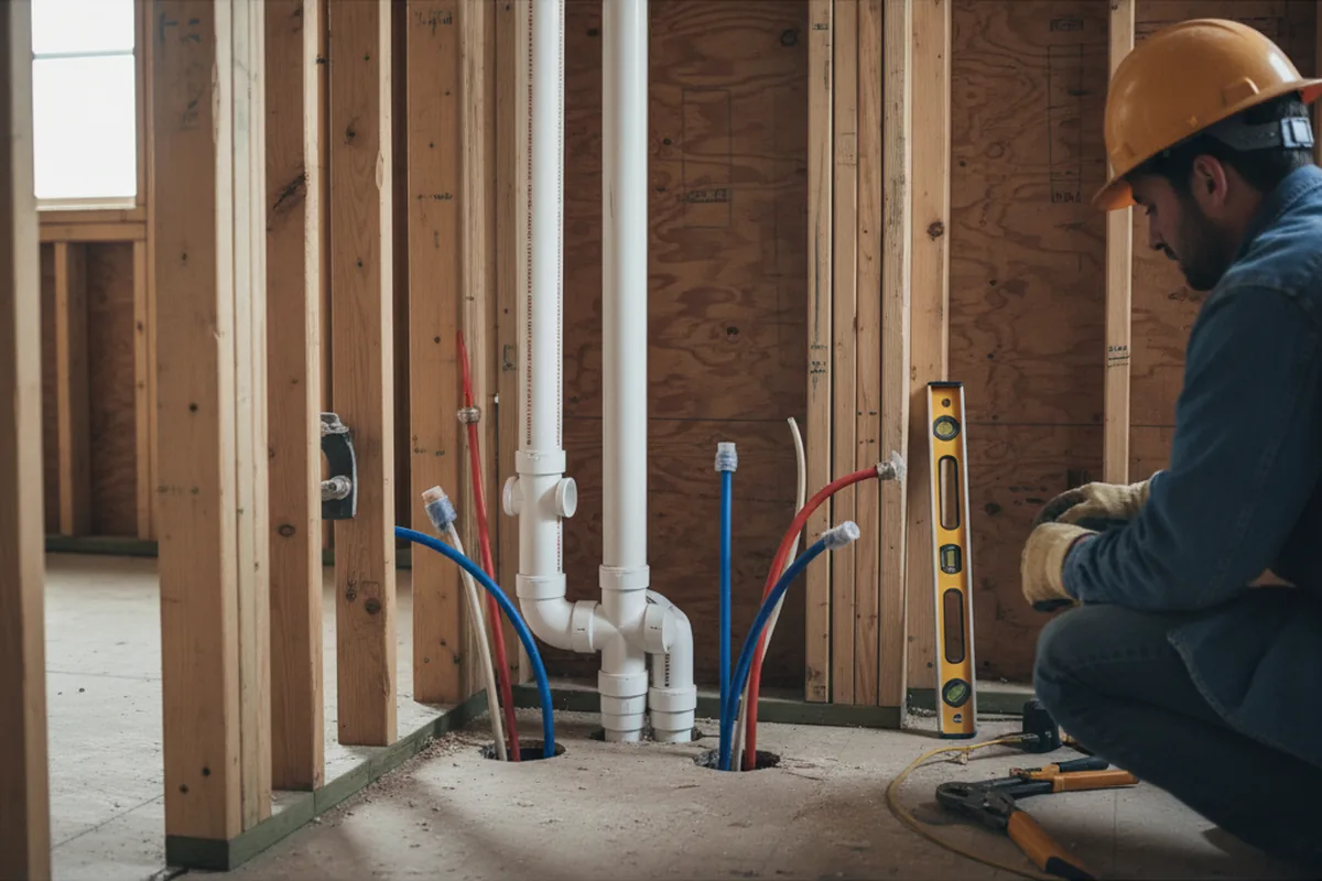 Drain and supply rough-in during Leak Detection in Waldo