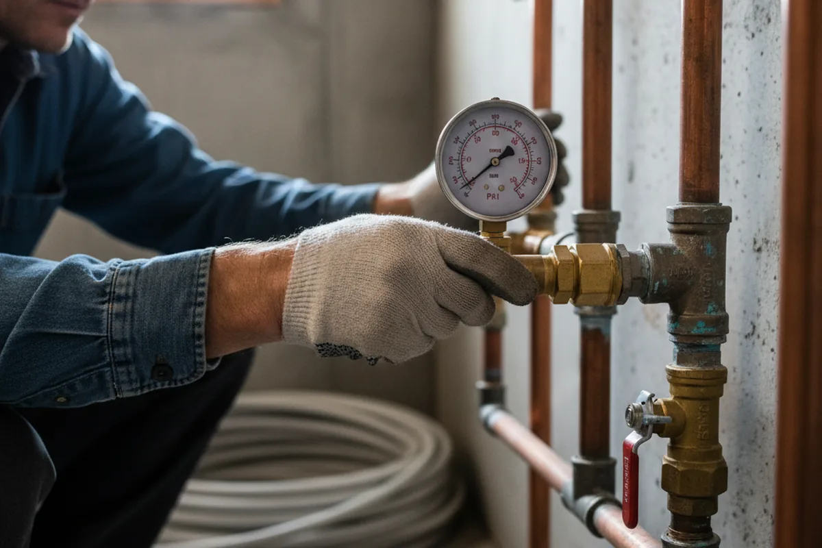 Pressure testing a repaired line during Water Line Repair in Waldo